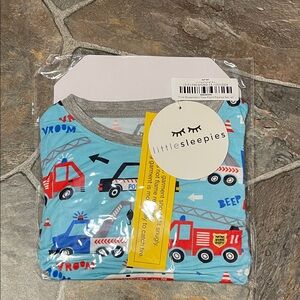 Little Sleepies Blue and Red Fire Truck Pajama Set